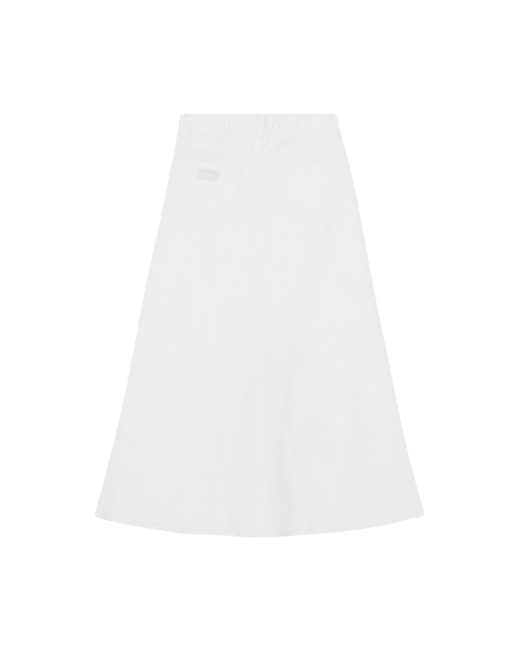 White Denim Double Fly Maxi Skirt