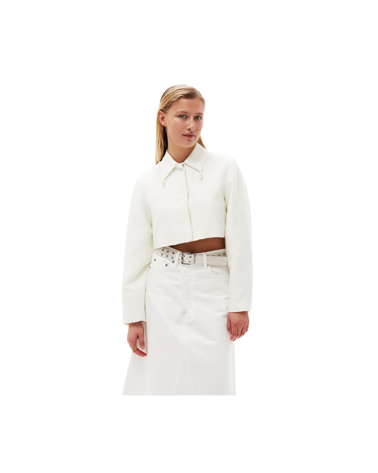 White Denim Double Fly Maxi Skirt