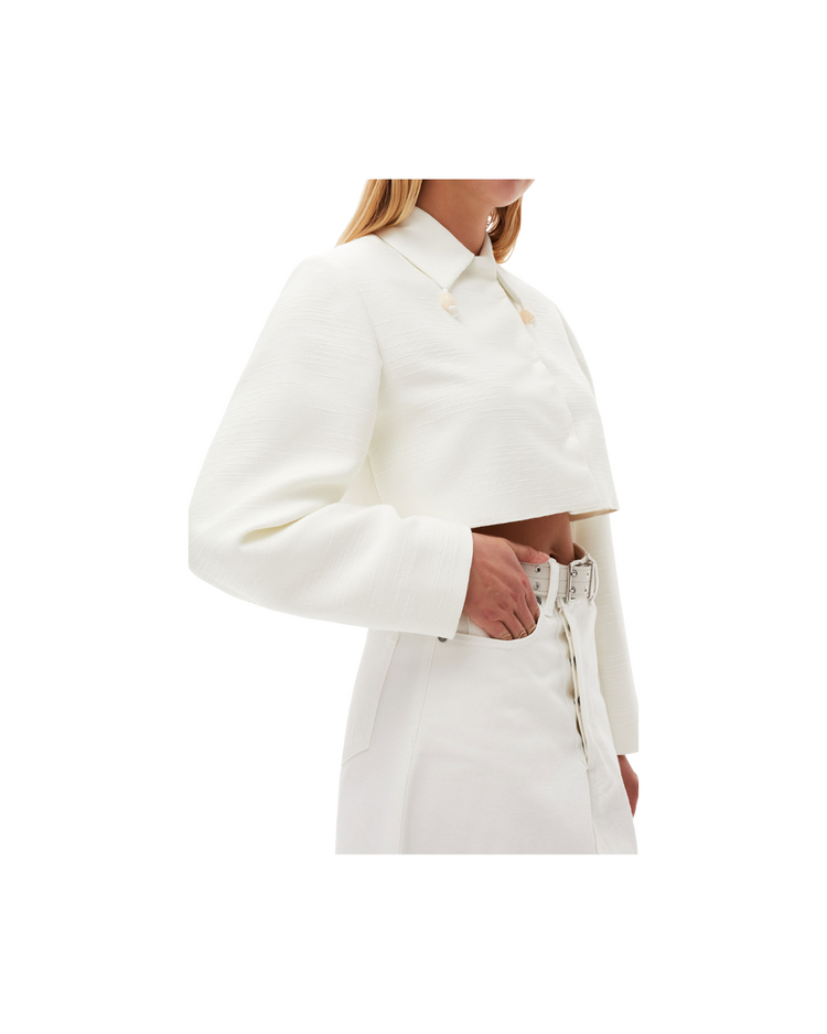 White Denim Double Fly Maxi Skirt