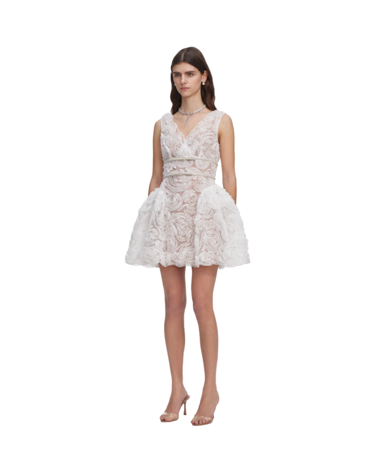 White Tulle Lace Mini Dress