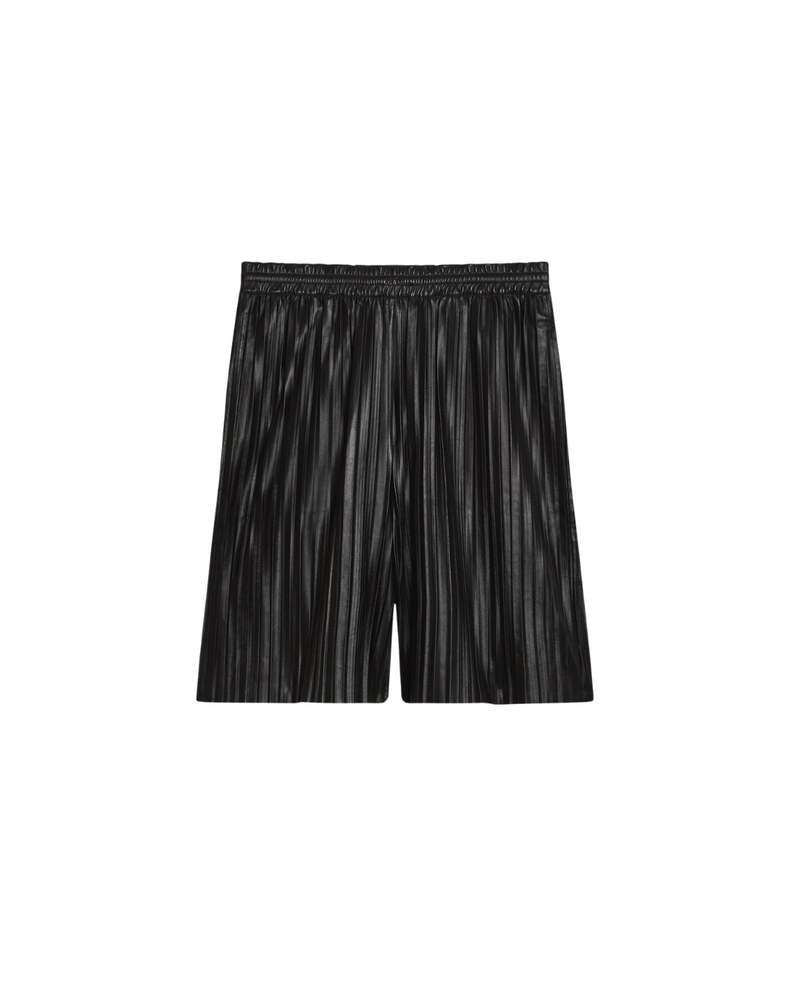 Pleated Leather Shorts