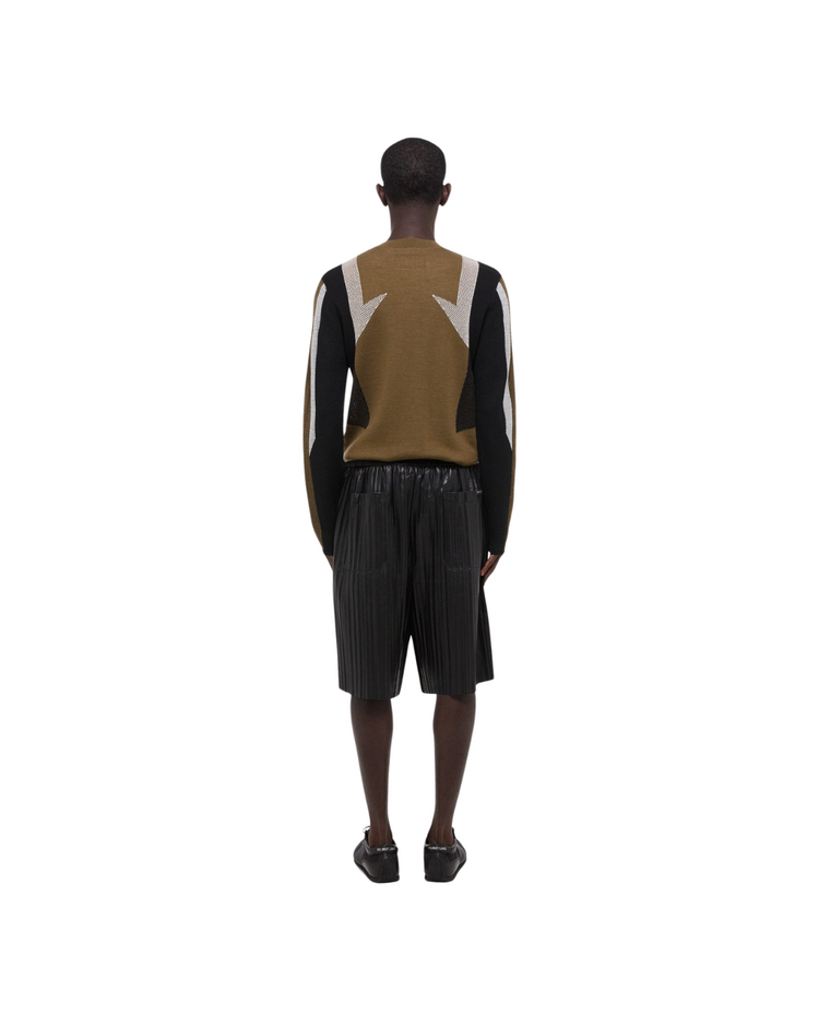 Pleated Leather Shorts