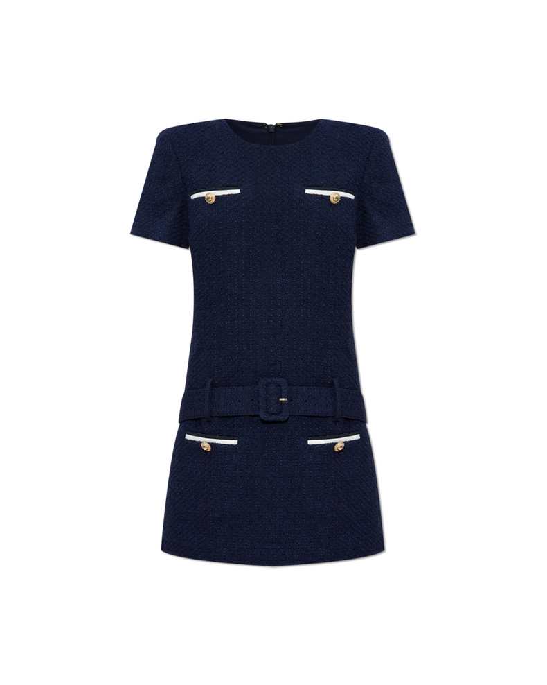 Navy Boucle Mini Dress