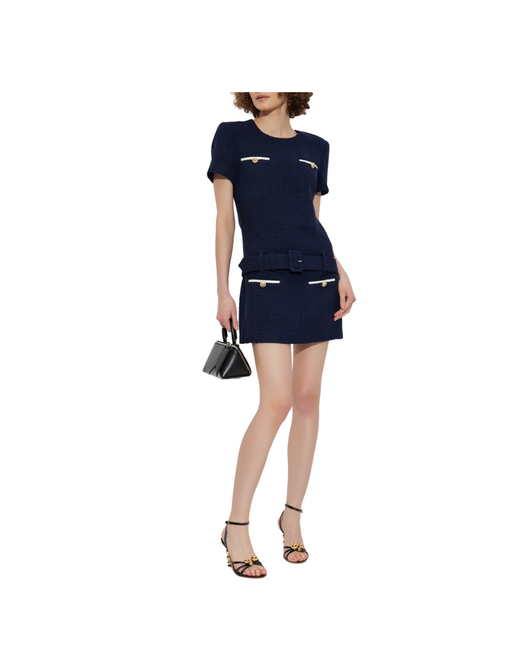 Navy Boucle Mini Dress