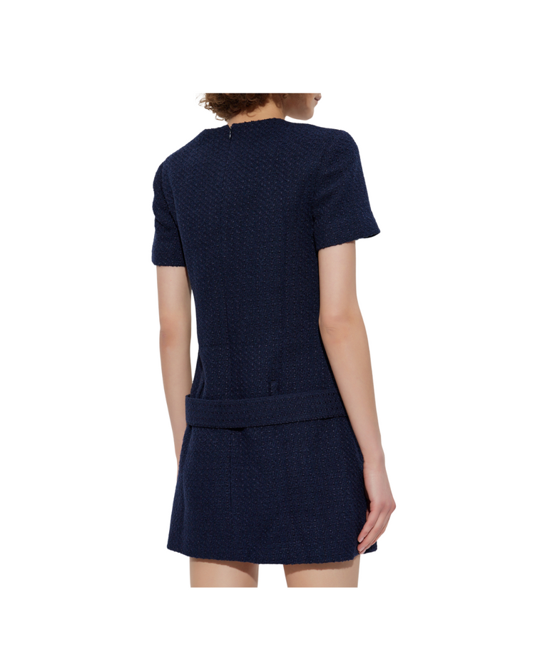 Navy Boucle Mini Dress