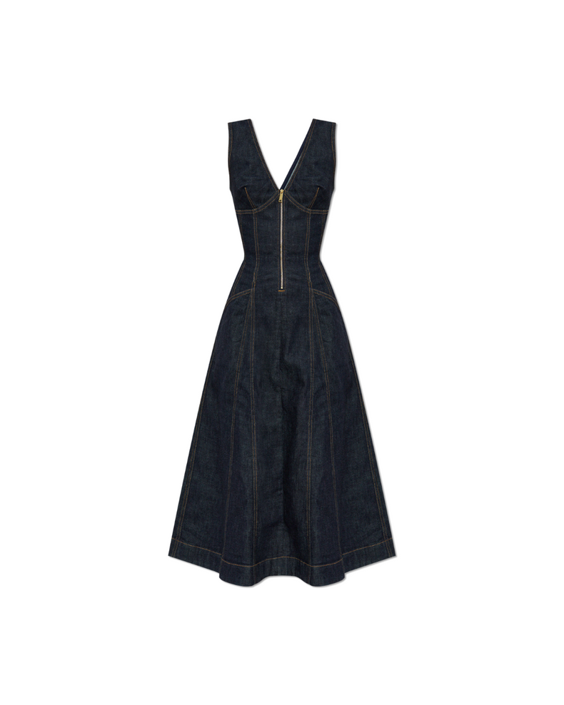 Indigo Denim Midi Dress