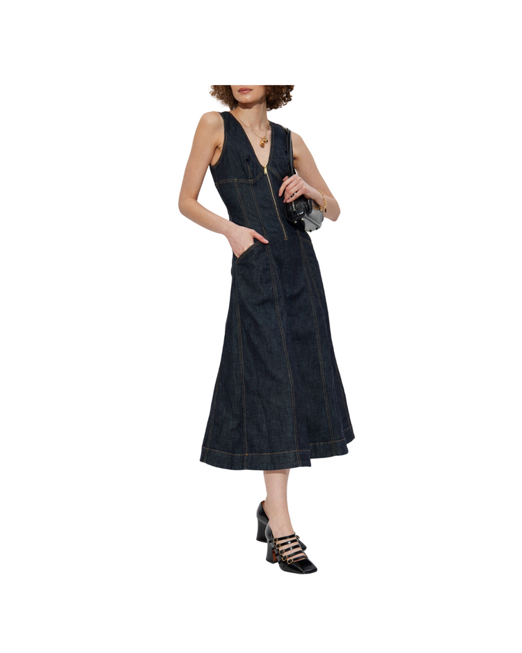 Indigo Denim Midi Dress