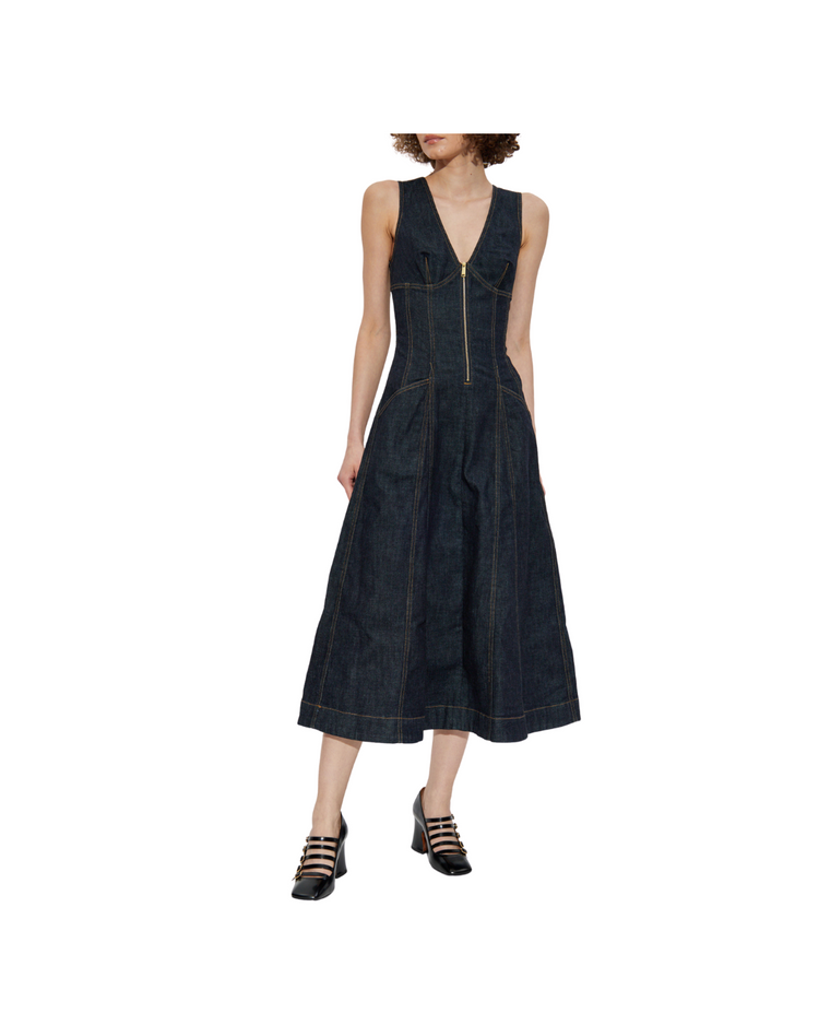 Indigo Denim Midi Dress