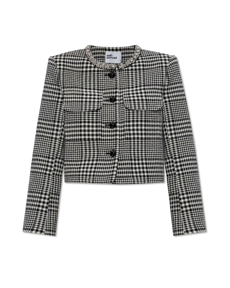 Houndstooth Crystal Trim Jacket
