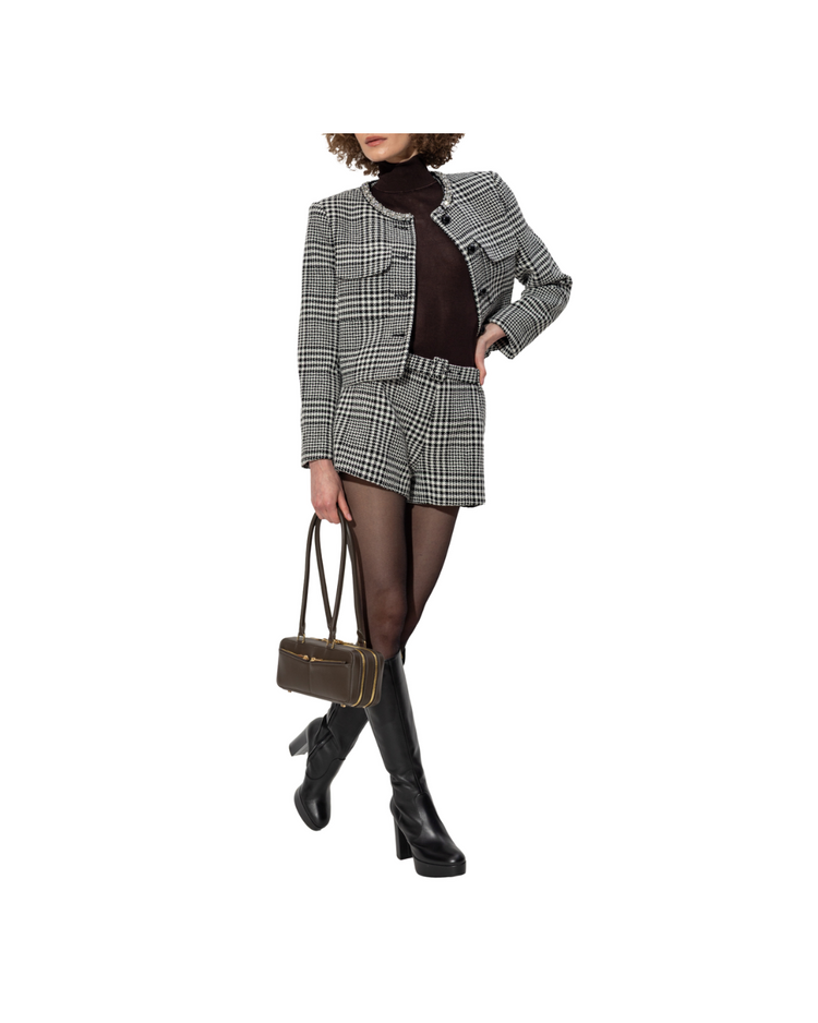 Houndstooth Crystal Trim Jacket