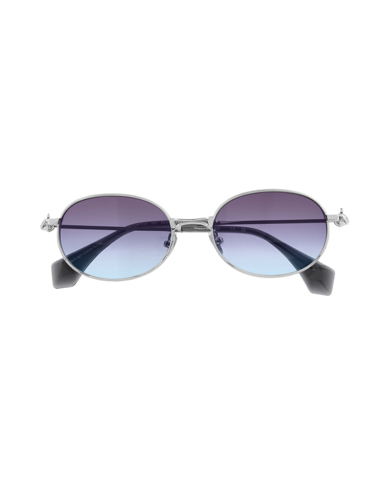 Hardware Orb Oval Sunglasses Shiny Silver