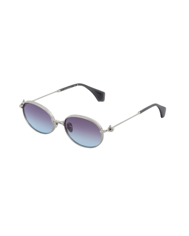 Hardware Orb Oval Sunglasses Shiny Silver
