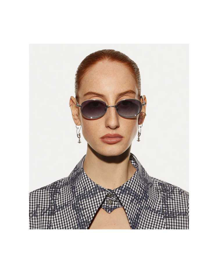 Hardware Orb Oval Sunglasses Shiny Silver