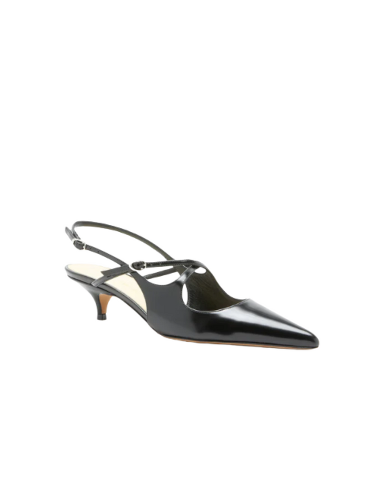 Slash Crossover Slingback Pumps in Spazzolato Leather - Black