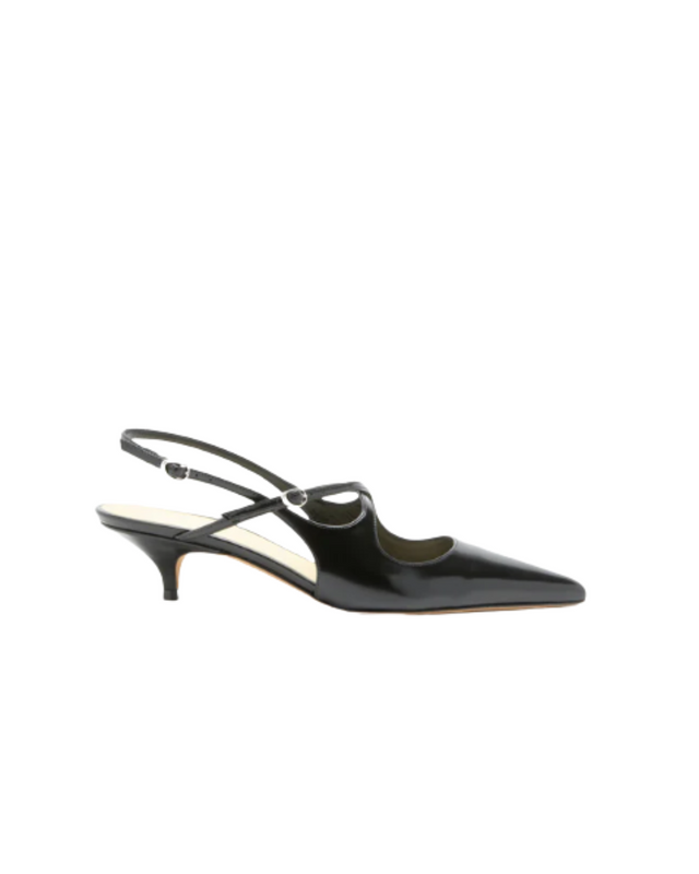 Slash Crossover Slingback Pumps in Spazzolato Leather - Black