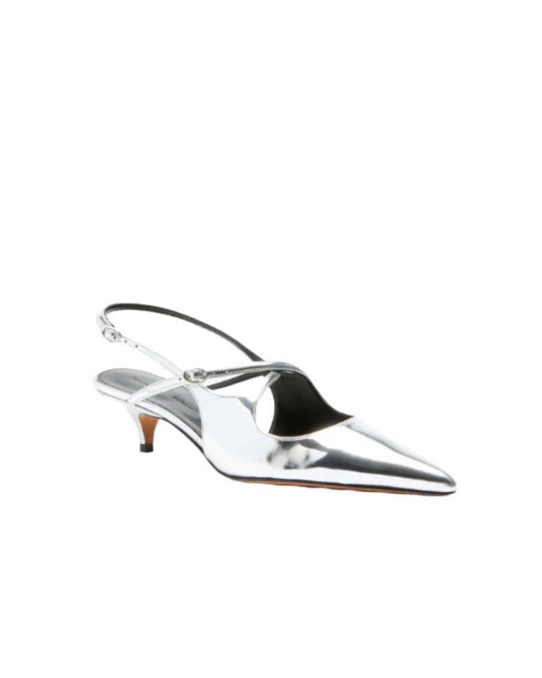 Slash Crossover Slingback Pumps - Silver