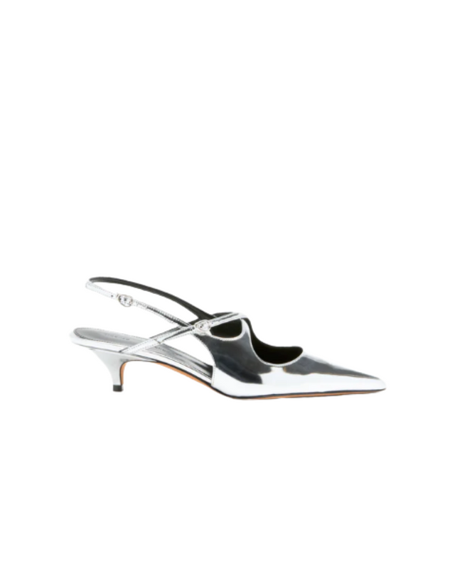 Slash Crossover Slingback Pumps - Silver