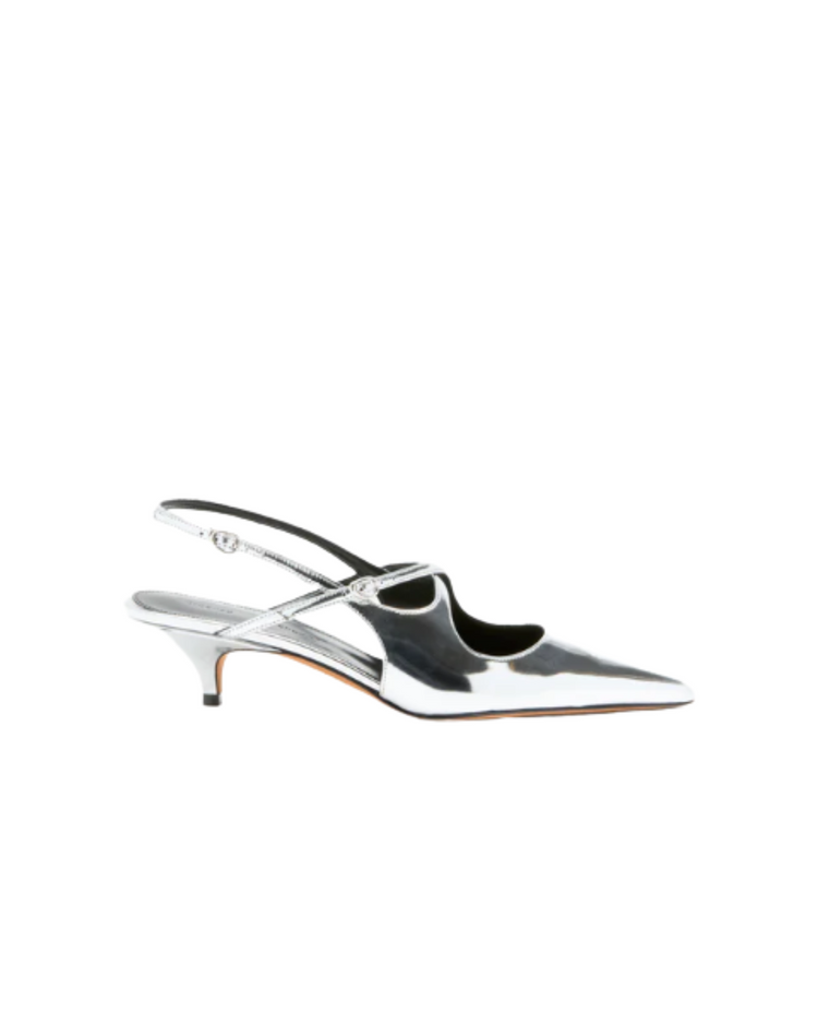 Slash Crossover Slingback Pumps - Silver
