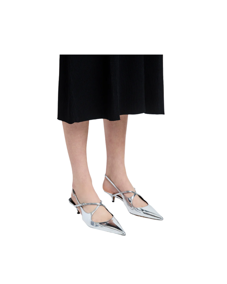 Slash Crossover Slingback Pumps - Silver