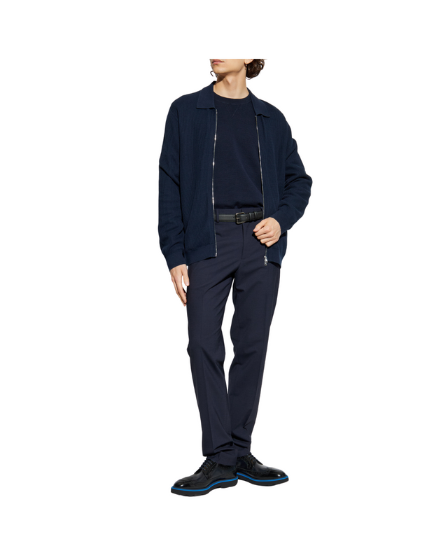 Polo Full Zip Cardigan In Tactile Cotton Mesh