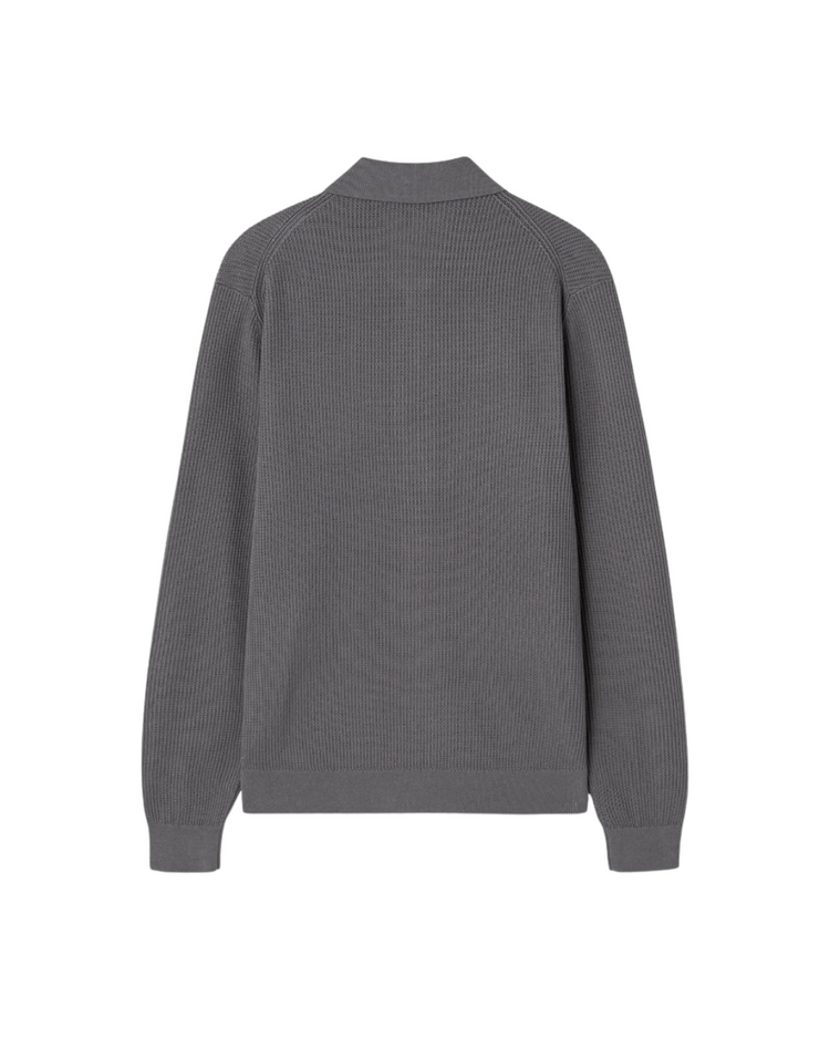 Polo Full Zip Cardigan In Tactile Cotton Mesh