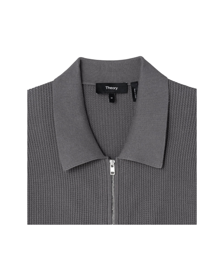 Polo Full Zip Cardigan In Tactile Cotton Mesh