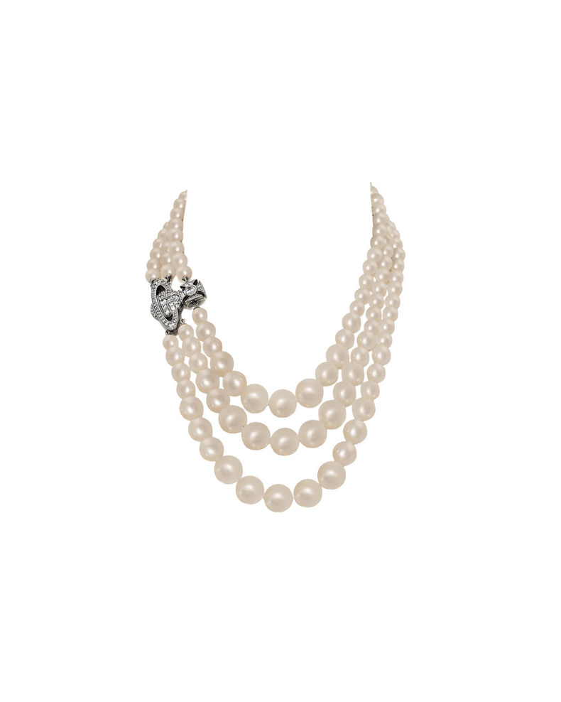 Graziella Three Row Pearl Necklace