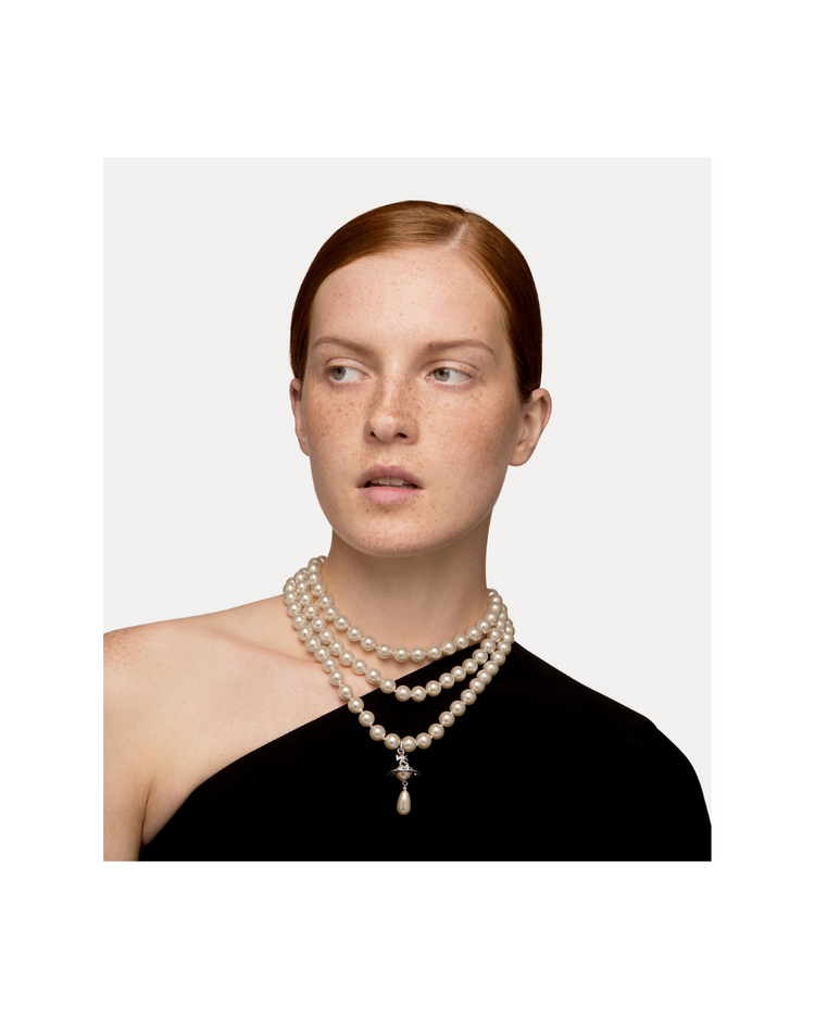 Three Row Pearl Drop Choker