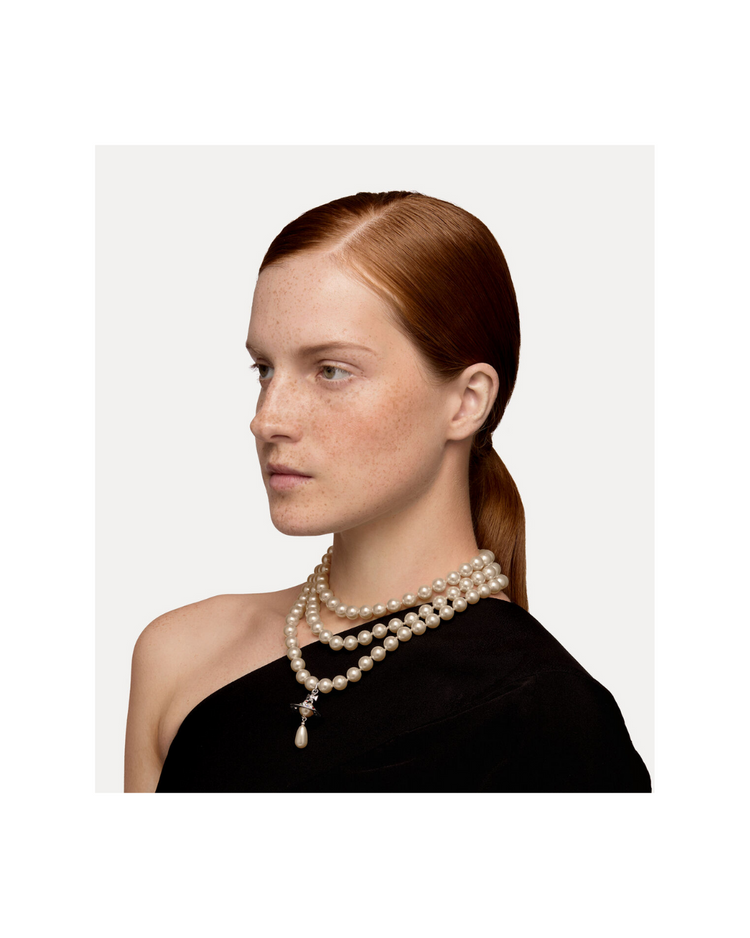 Three Row Pearl Drop Choker
