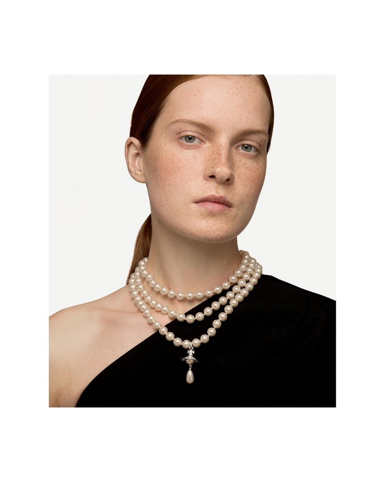 Three Row Pearl Drop Choker