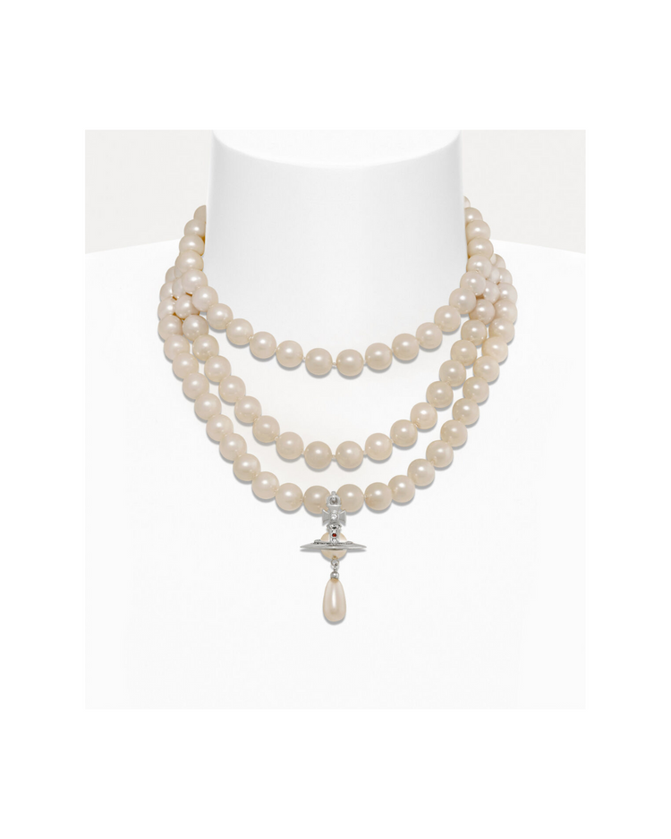 Three Row Pearl Drop Choker