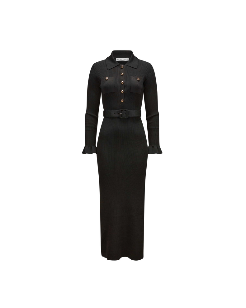 Black Ribbed Knit Maxi Dress