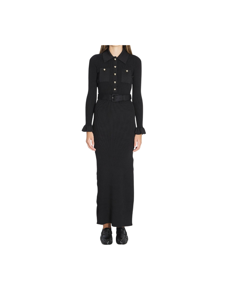 Black Ribbed Knit Maxi Dress
