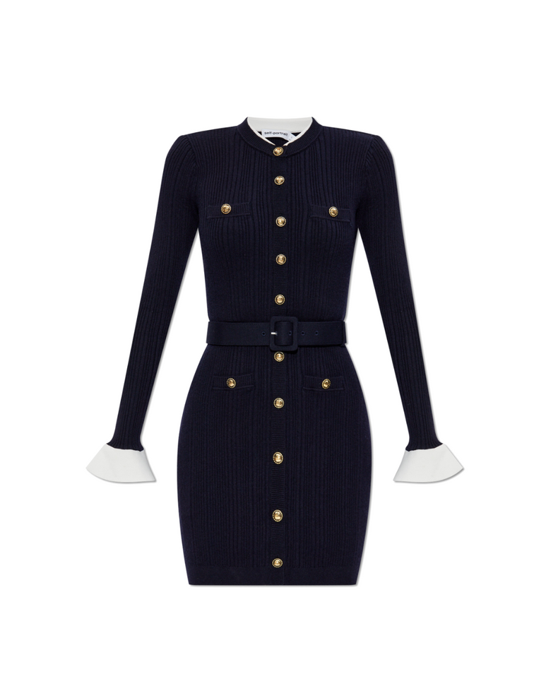 Navy Viscose Knit Mini Dress