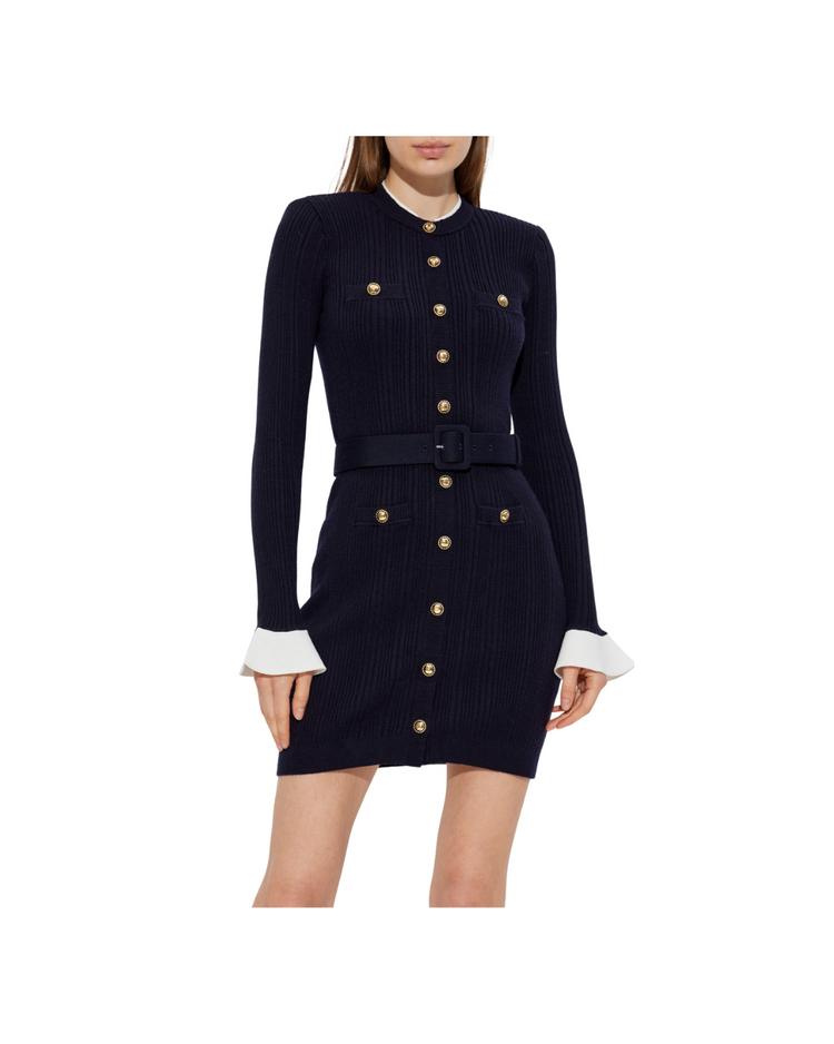 Navy Viscose Knit Mini Dress