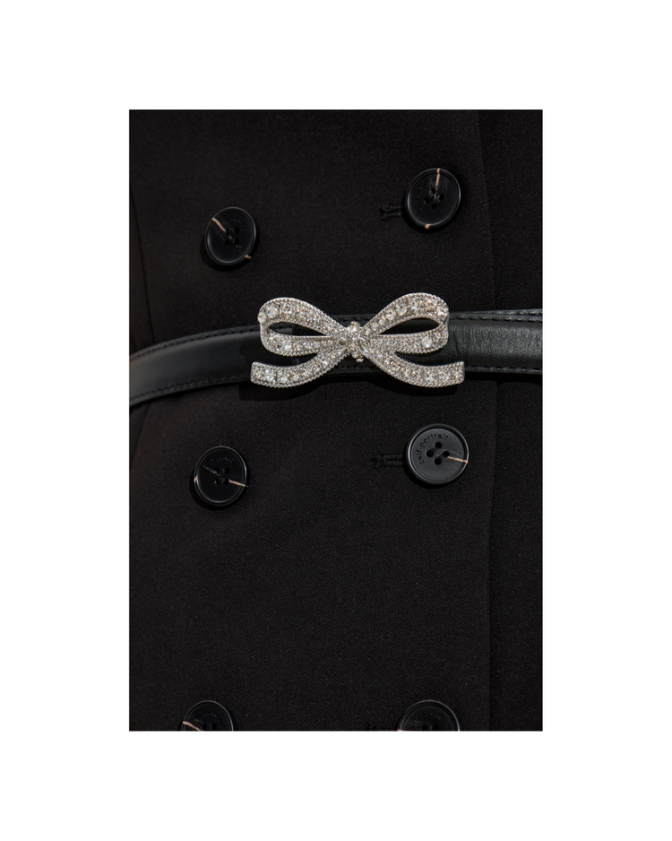 Black Crepe Short Sleeve Mini Dress