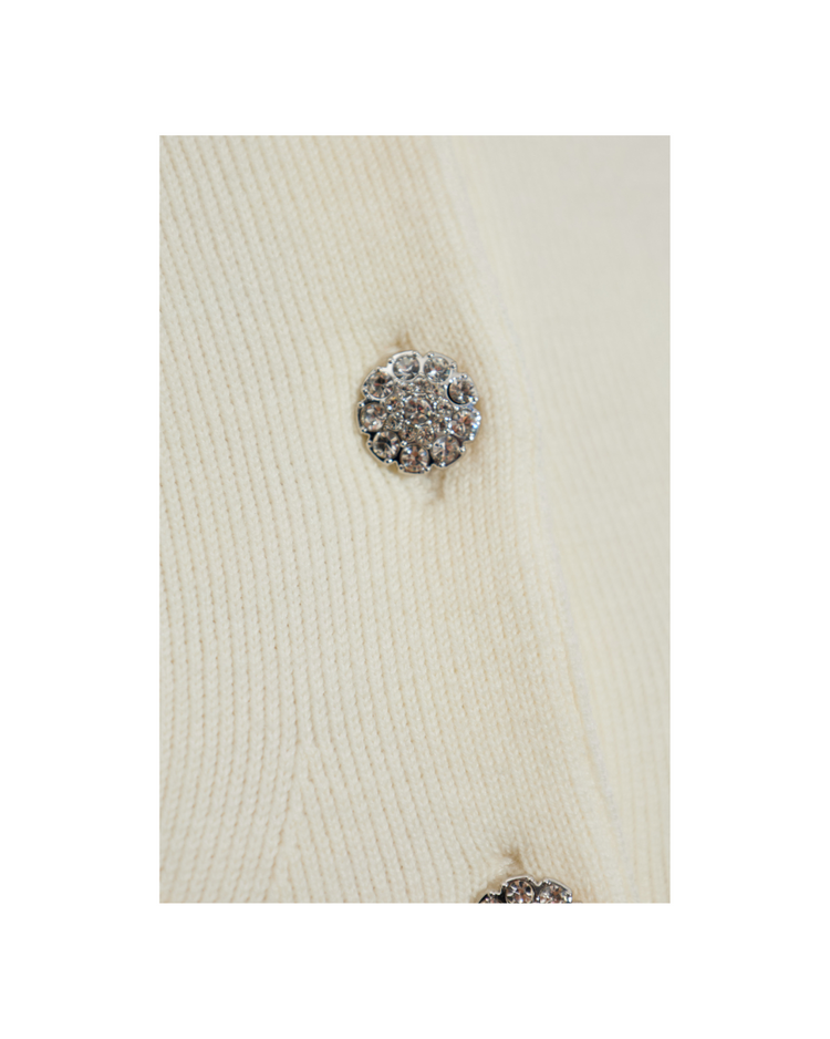 Cream Wool Peplum Knit Midi Dress