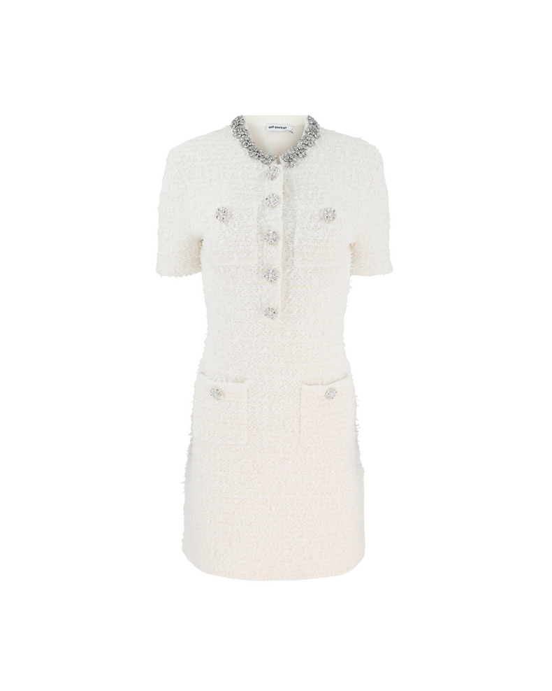 Cream Textured Knit Mini Dress