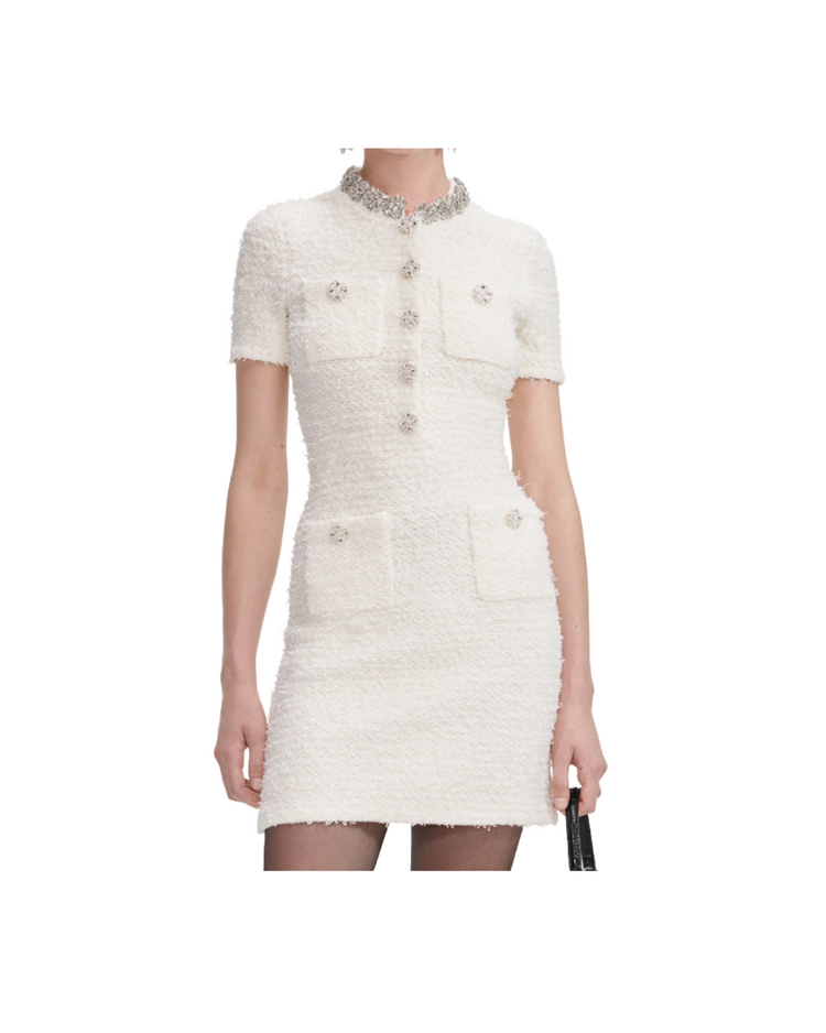 Cream Textured Knit Mini Dress