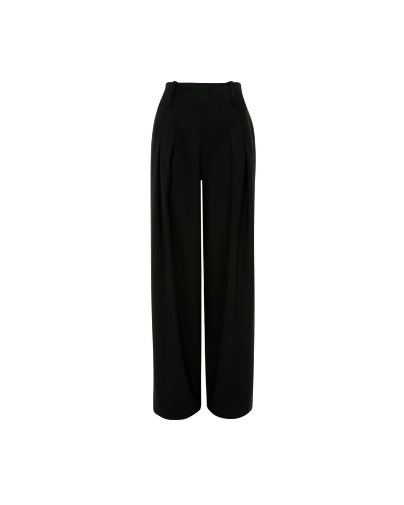 High Waisted Cinched Trouser In Black