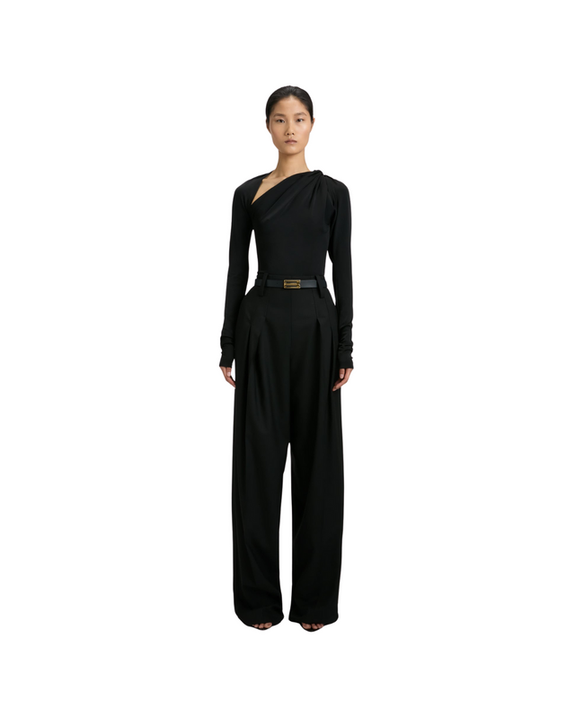 High Waisted Cinched Trouser In Black