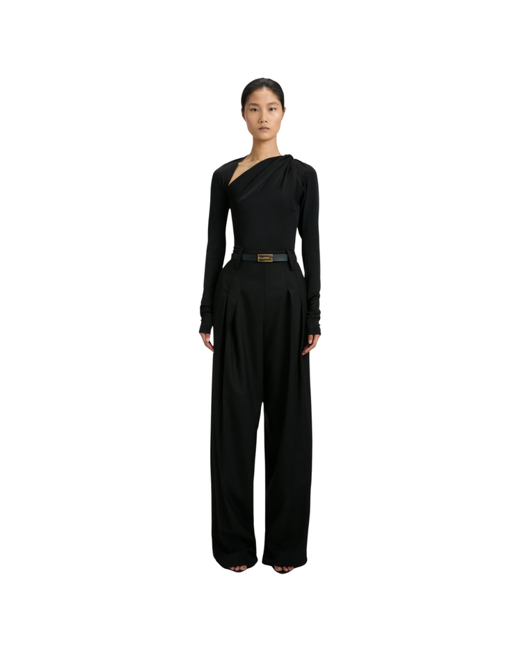 High Waisted Cinched Trouser In Black