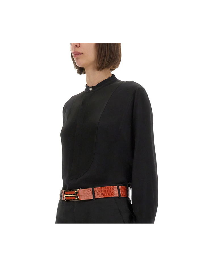 Bib Detail Blouse In Black