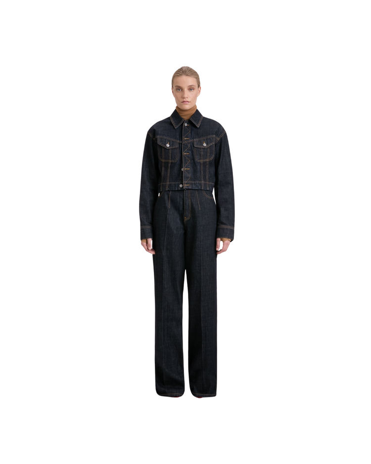 Cropped Denim Jacket In Indigo Rinse