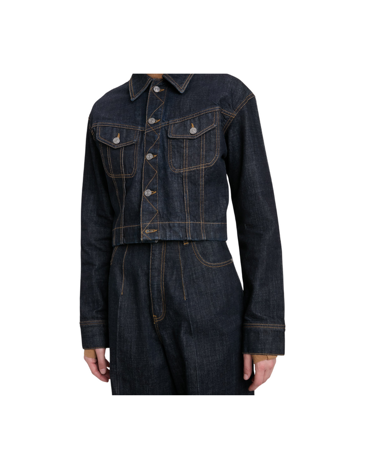 Cropped Denim Jacket In Indigo Rinse