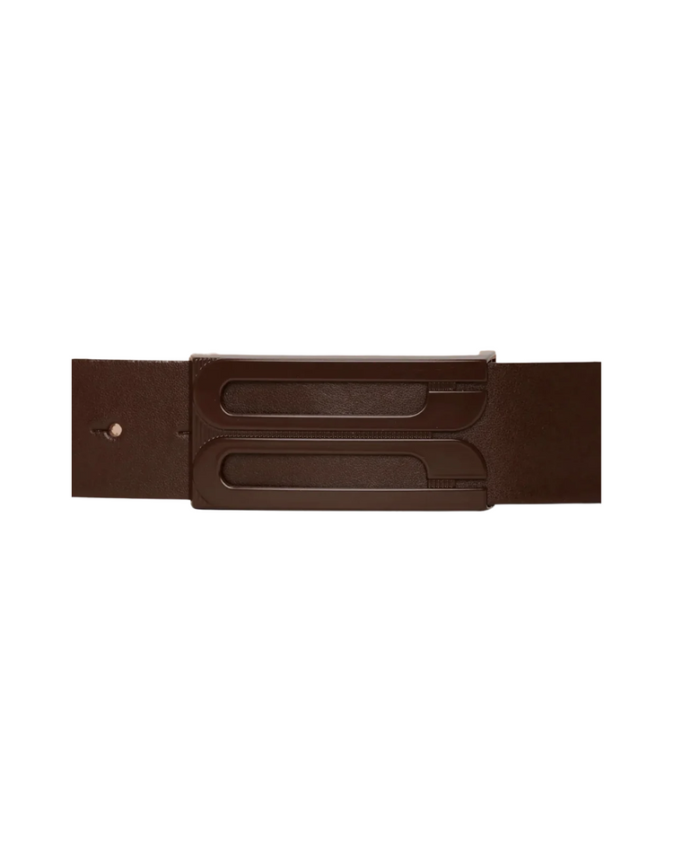 Tonal Jumbo Frame Belt In Dark Brown