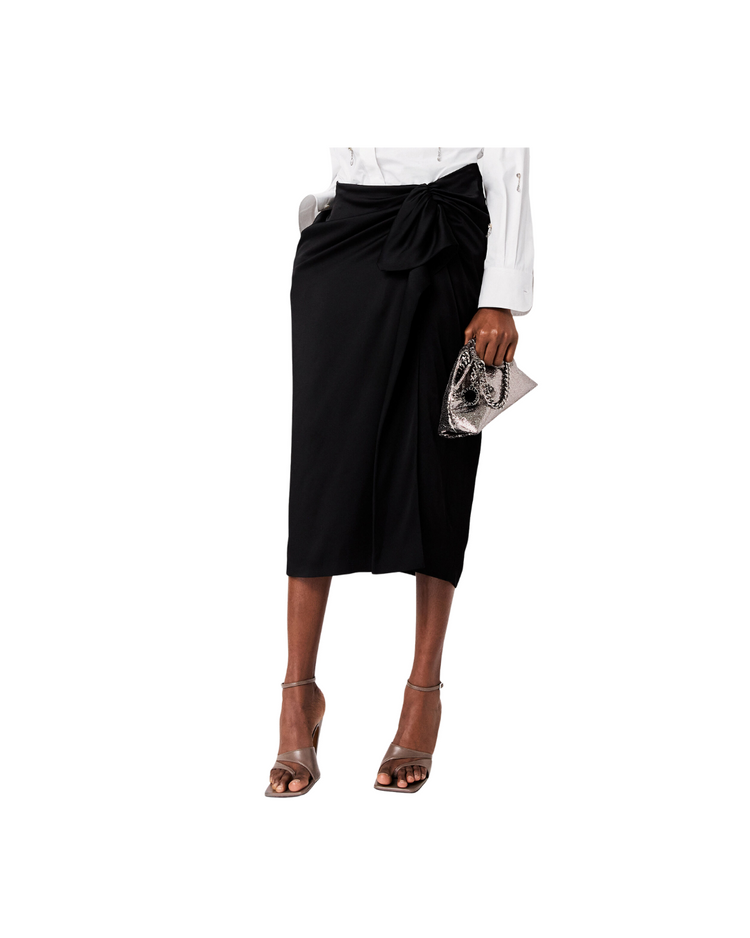 Knotted Asymmetric Midi Skirt