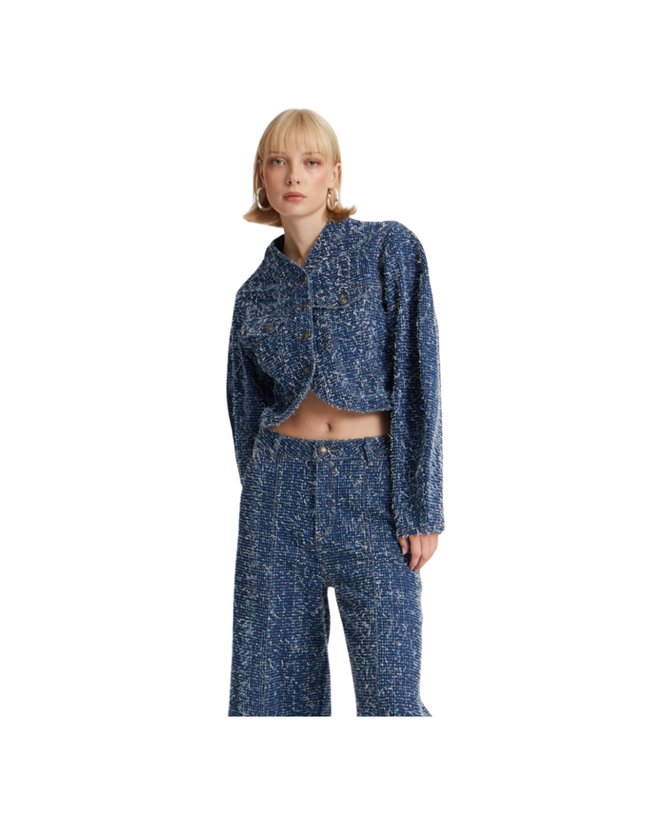 Round Sleeve Denim Jacket