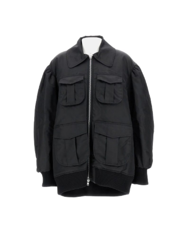 Puff Sleeve Multi Pocket Bomber Jacket