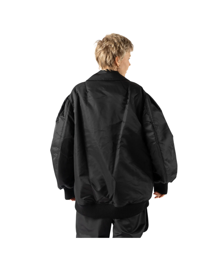 Puff Sleeve Multi Pocket Bomber Jacket